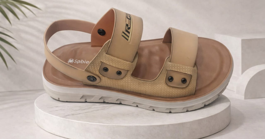 Men's Beige Comfort Sandals with Adjustable Back Strap