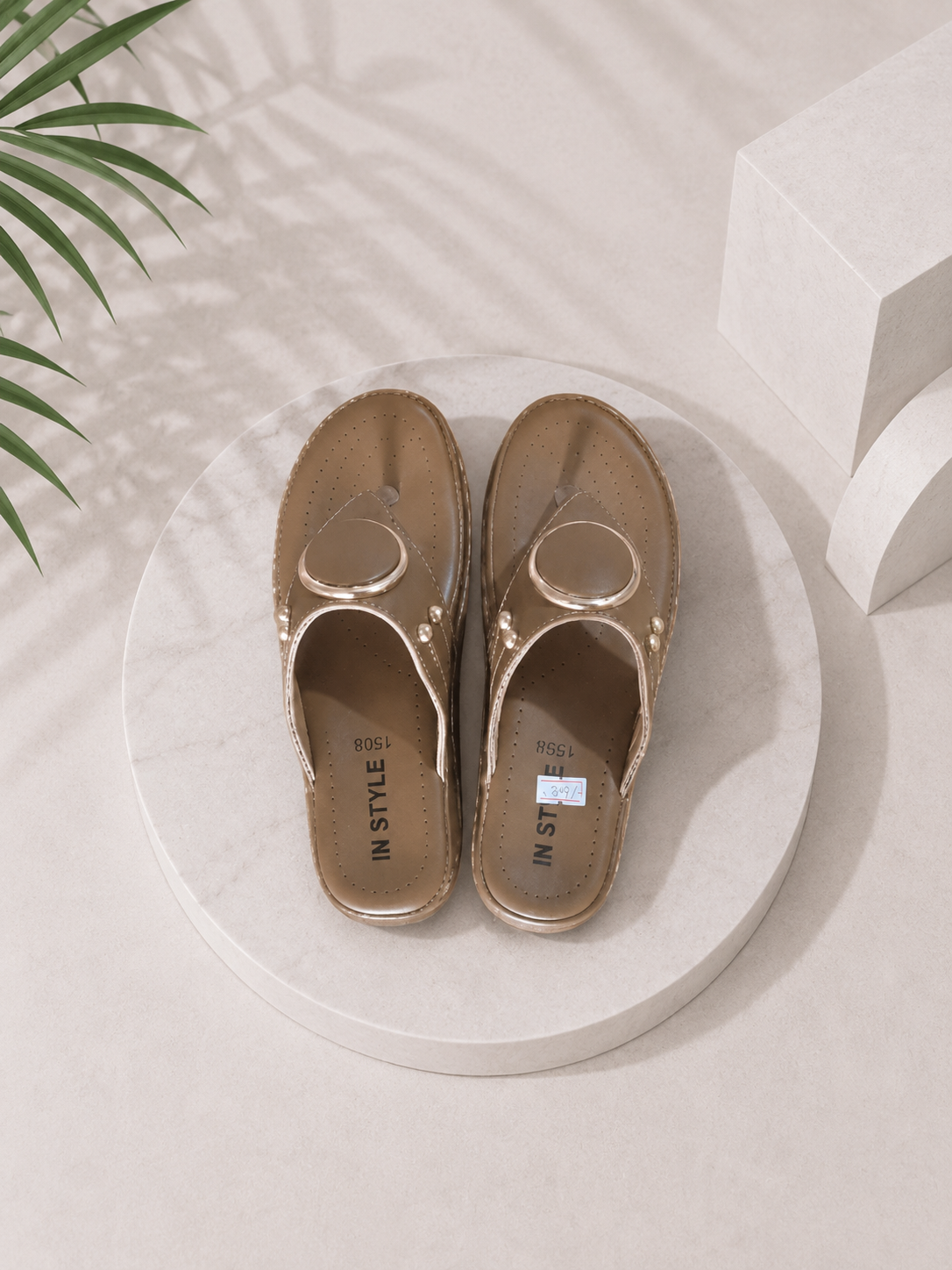 Comfortable Beige Slip-On Sandals for Women