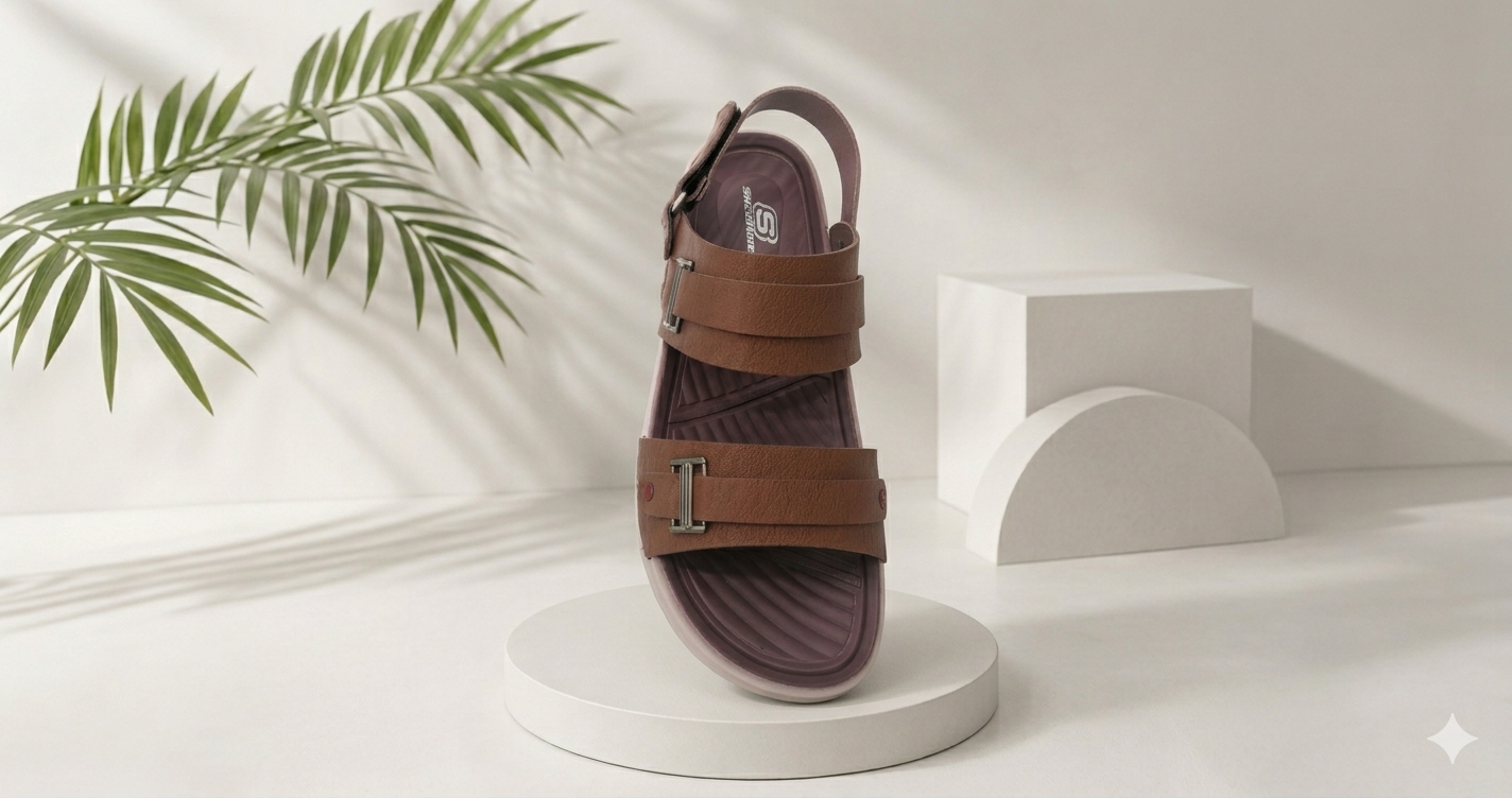Skechers Style Men's Brown Comfort Sandals with Adjustable Back Strap