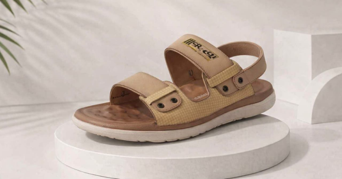 Men's Beige Comfort Sandals with Adjustable Back Strap