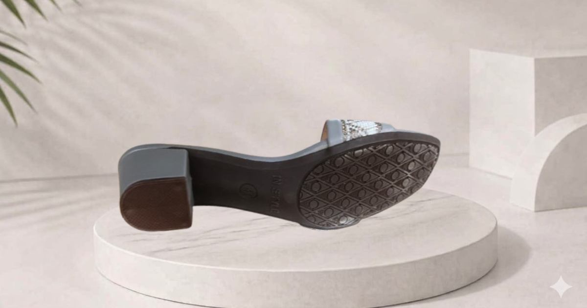 Stylish Grey Rhinestone Slide Sandals for Women
