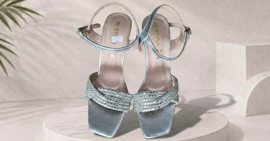 Elegant Silver Ankle Strap High Heel Sandals for Women