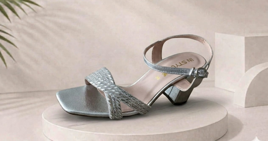 Elegant Silver Ankle Strap High Heel Sandals for Women